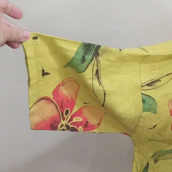 Claudia Collezioni Italy 100% Linen Lagenlook Floral Print Oversize Blouse - XL - Picture 7 of 9